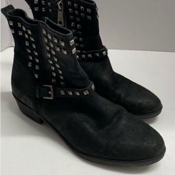 Ralph Lauren women’s black leather studded, ankle suede boot size 7 - Picture 4 of 10